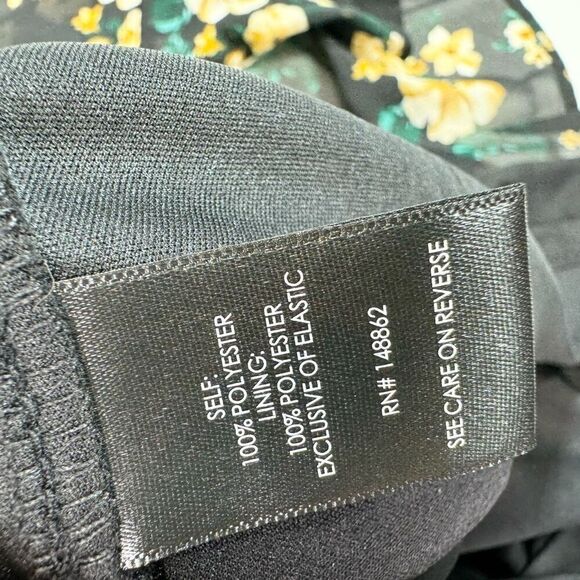 Torrid Dress Womens 2X Black Floral Chiffon Smocked Blouson Flutter Sleeve new - Picture 10 of 11